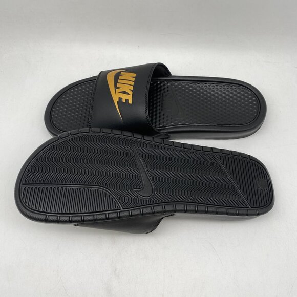 NIKE BENASSI JDI BLACK/METARIC GOLD #343880-016 US MEN\'S SIZE 14